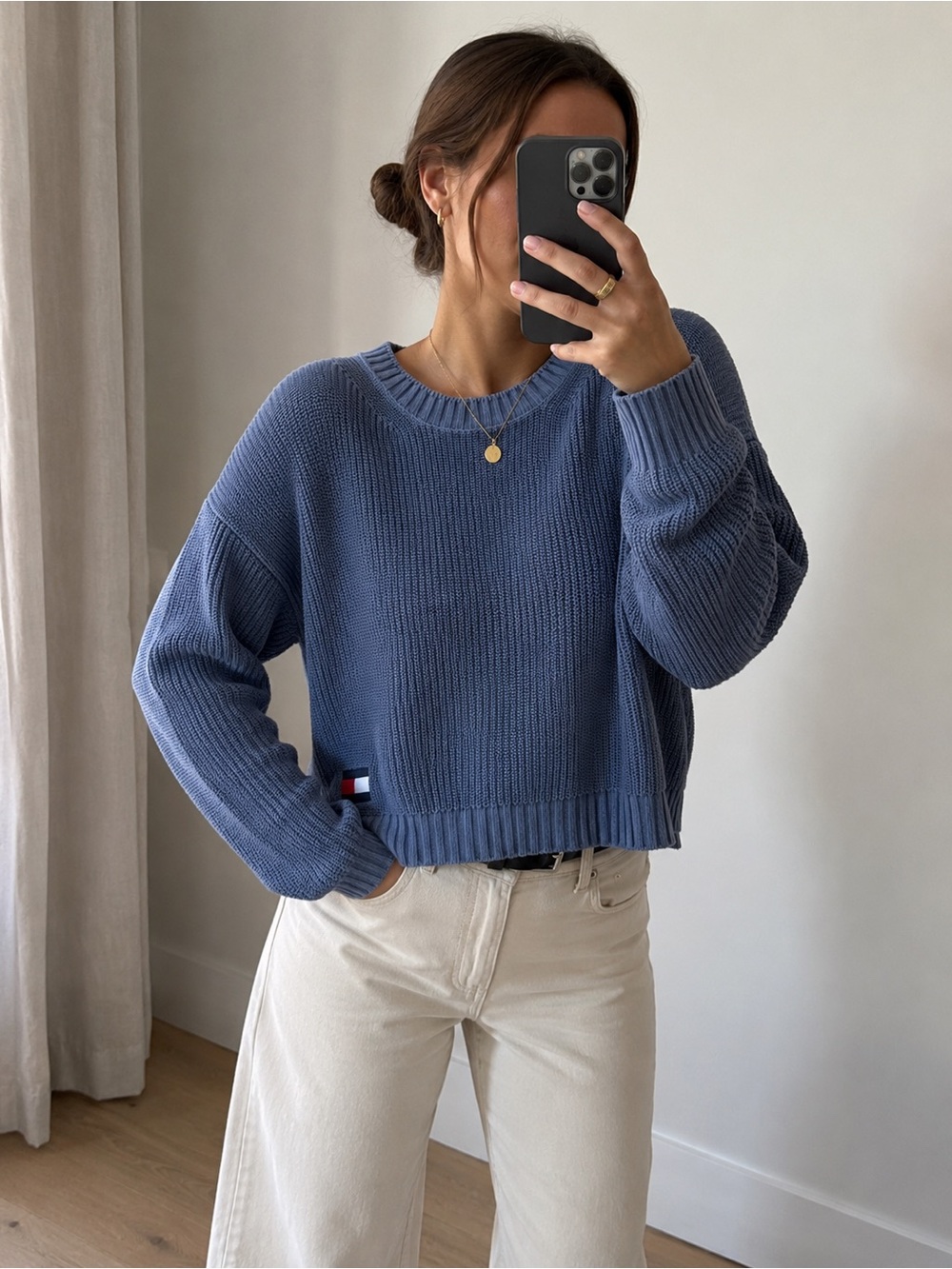Tommy Hilfiger Dusty Blue Crewneck Knit Sweater